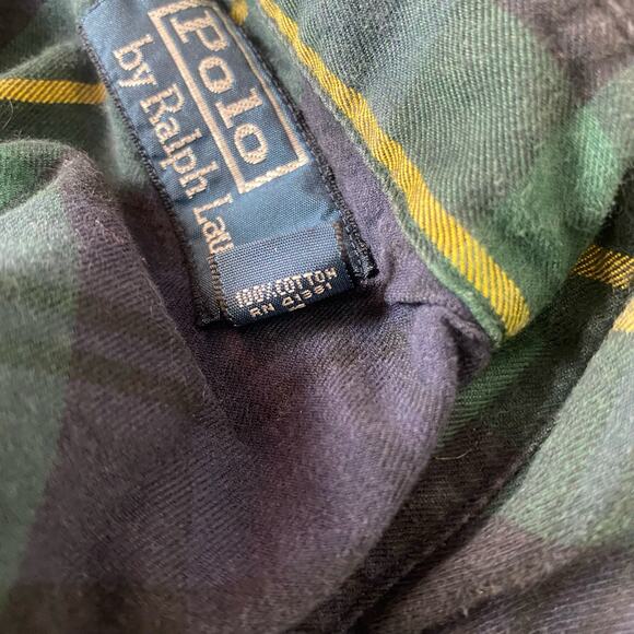 Ralph Lauren Men's Navy Green Plaid Pockets Workshirt Size S - Picture 8 of 8